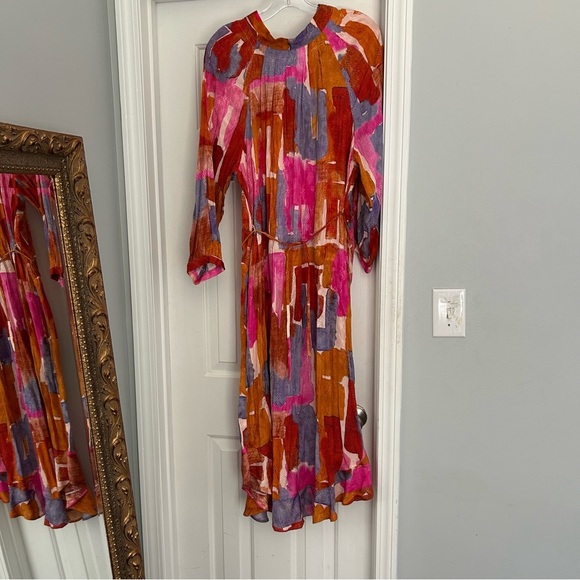 Maeve by Anthropologie Jessamine Mock Neck Maxi Dress Size XL pink orange - Picture 2 of 7